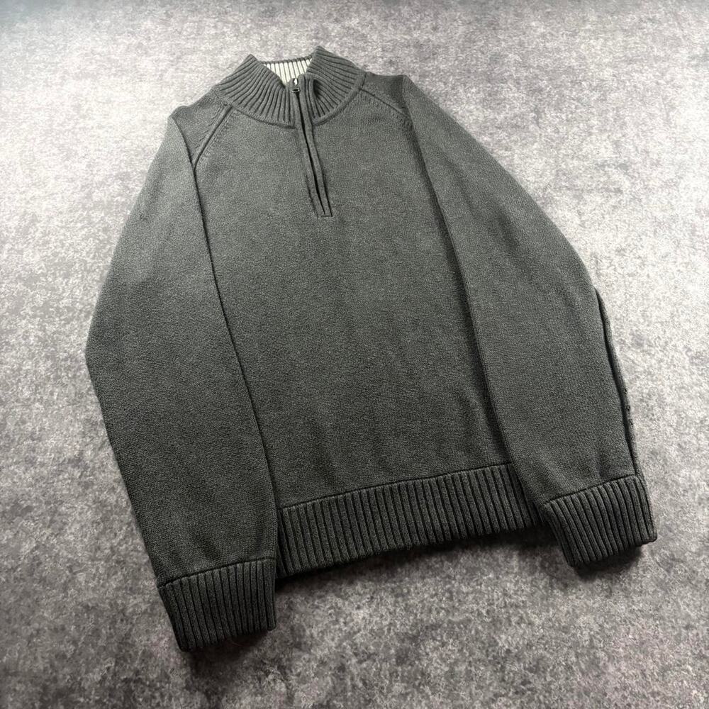 Vintage 1990s Aeropostale Men’s XL Charcoal Quarter Zip Cotton Knit Sweater